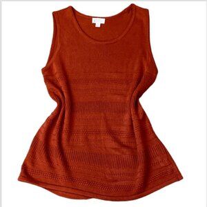Market & Spruce Lightwt Textured Knit Sleeveless Tunic Tank Top Sz M Rust 15Q